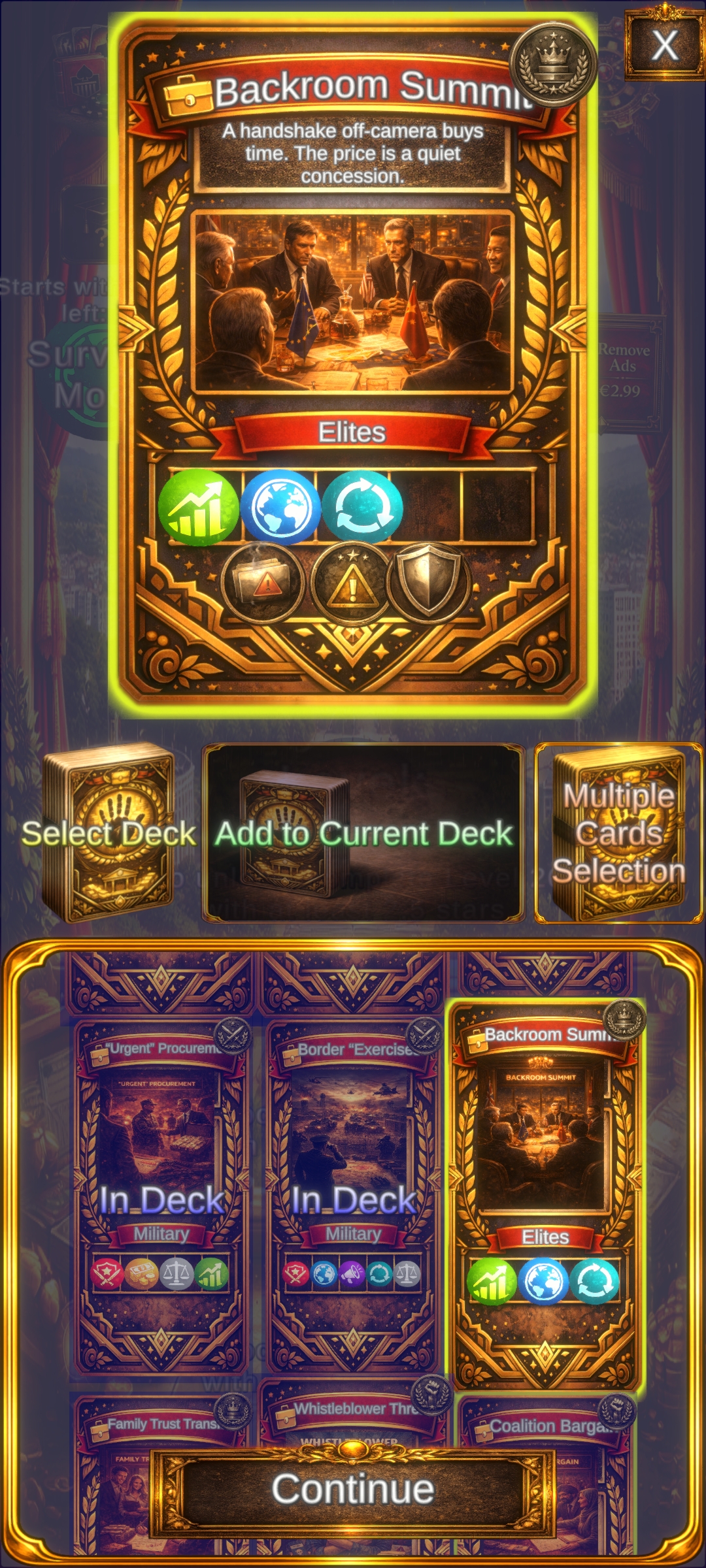 Hands Not Clean gameplay screenshot – card collection
